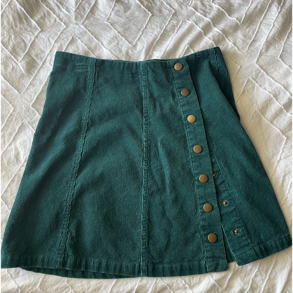 Wishlist - Corduroy Teal Side Button Skirt